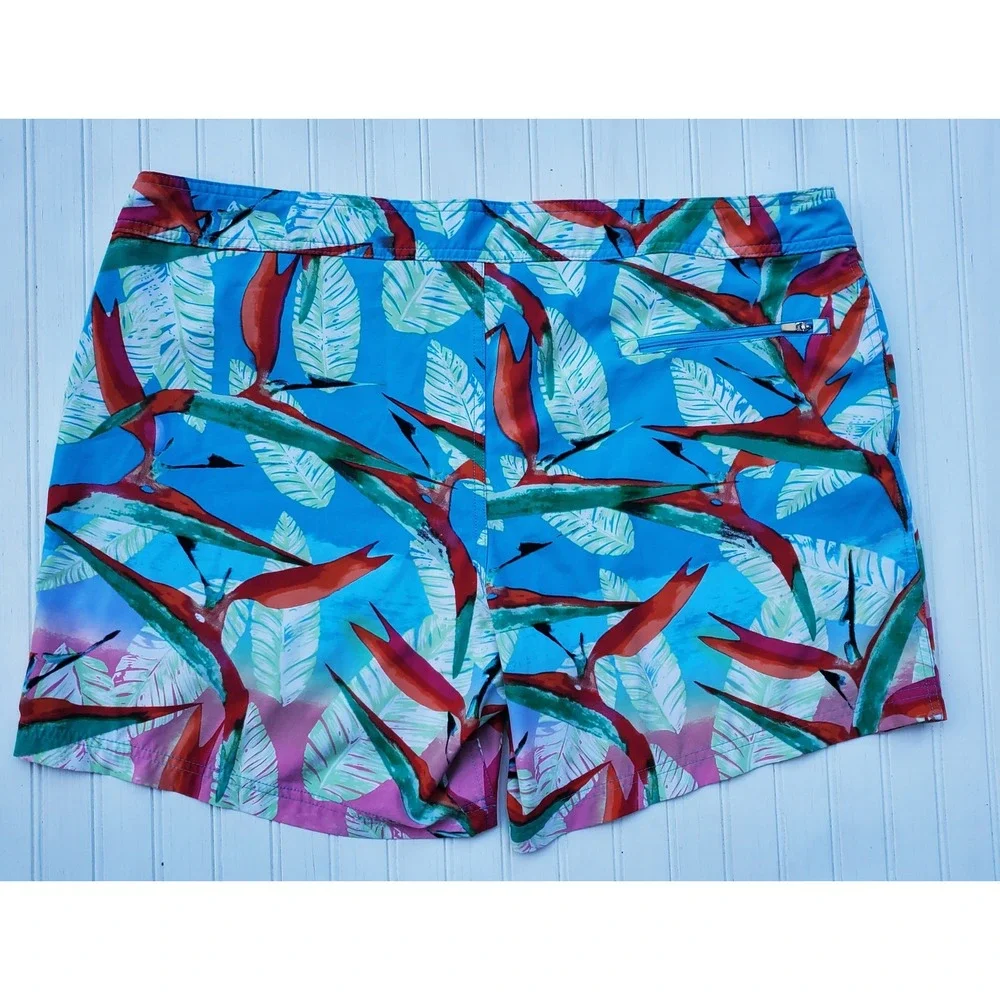 Chubbies Mens XXL Bird of Paradise Floral Swim Trunks Blue Pink 6 Inch Inseam